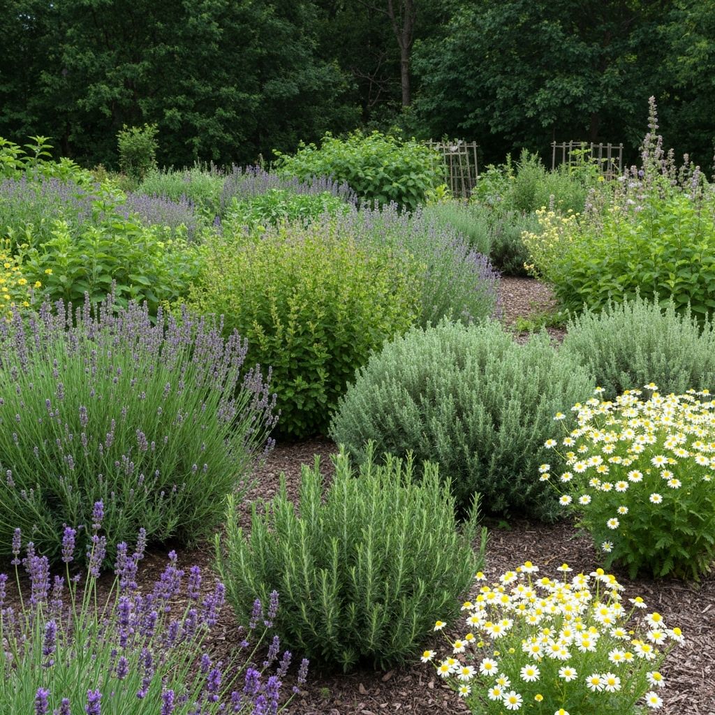 Botanical garden with healing herbs